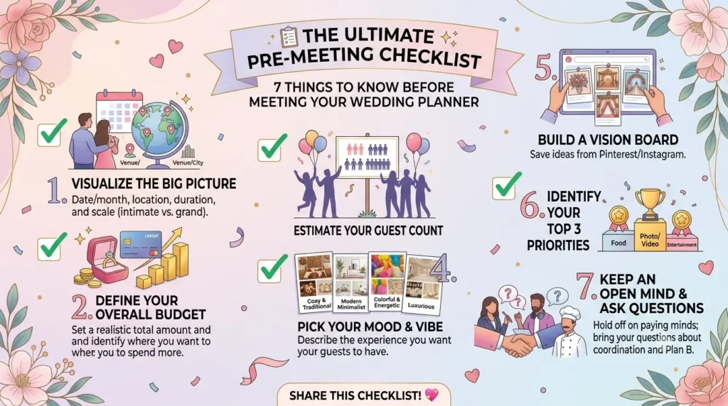 7 thinks to know for preparing a meeting about your wedding by Melodia Event Management