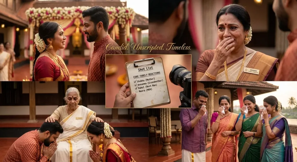 Emotional family reaction during a wedding ceremony, captured by kerala wedding planners Melodia Event Management