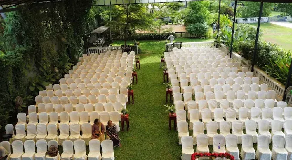 Luxeves Pavilion at Kanjira’s provides a dedicated venue setting for weddings and events in Triprayar.