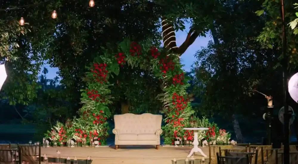 Stage decor at Riverine Farmville In Kunnukara, Kochi By Melodia Event Management