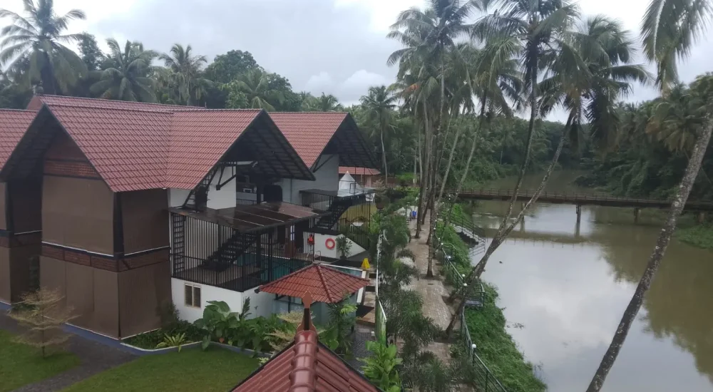 Arcadia Resort & Banquet ,Veranda and paved walkway at Arcadia Resort Guruvayoor.