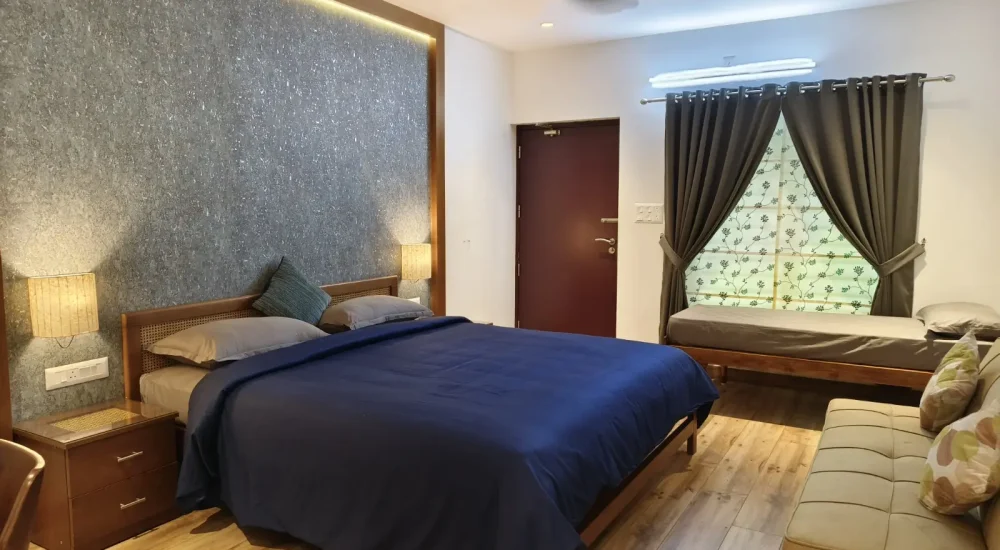 Spaciously designed cottage interiors at Giby Farm Mala, maintained for comfort and styled by Melodia Event Management for residential events.