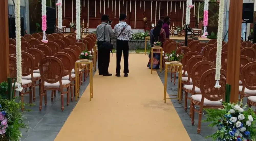 Kerala traditional Brahmin wedding setup and walkway arranged by Melodia Event Management