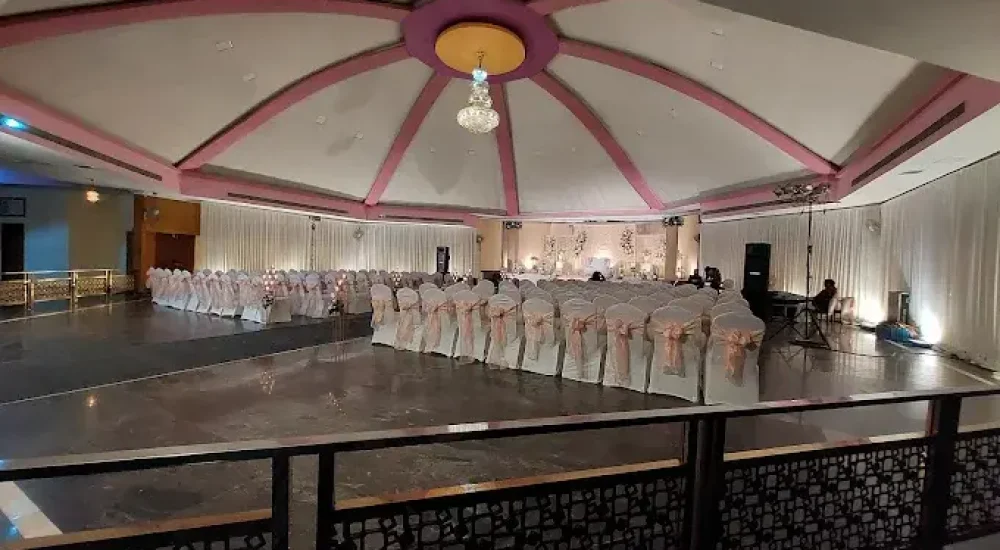 Fully air-conditioned main auditorium indoor space at Namas International Convention Centre in Althara, Guruvayoor, ready for a premium wedding event.