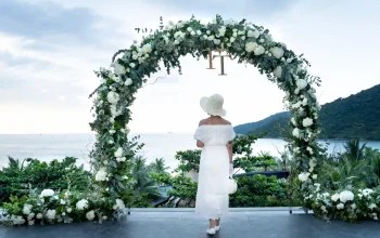 Christian wedding stage decoration in Kerala